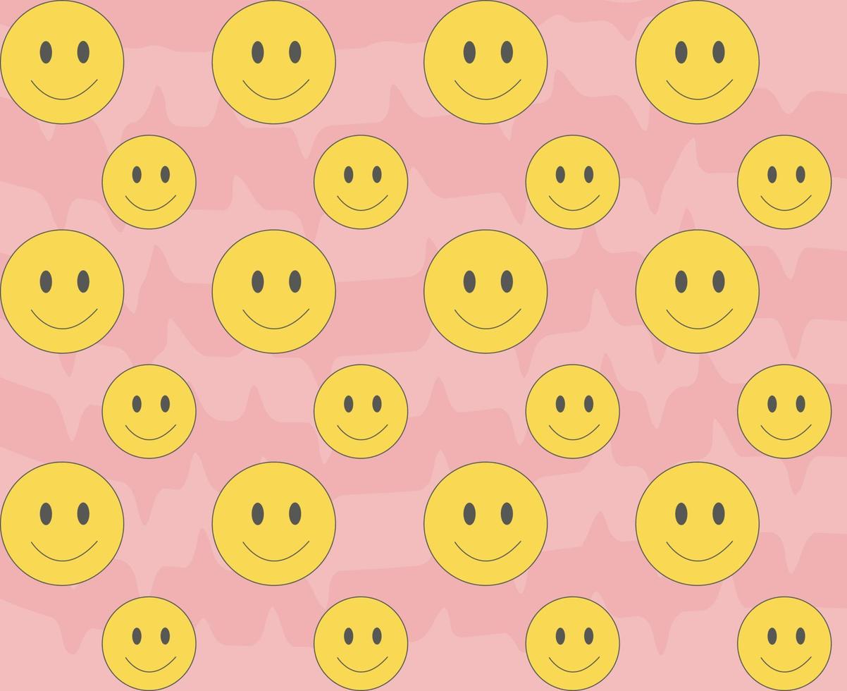 Groovy pattern happy smile on pink background vector