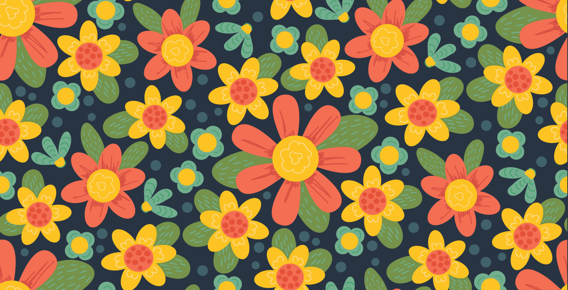 Cute floral pattern different flower. Seamless vector texture. Printing