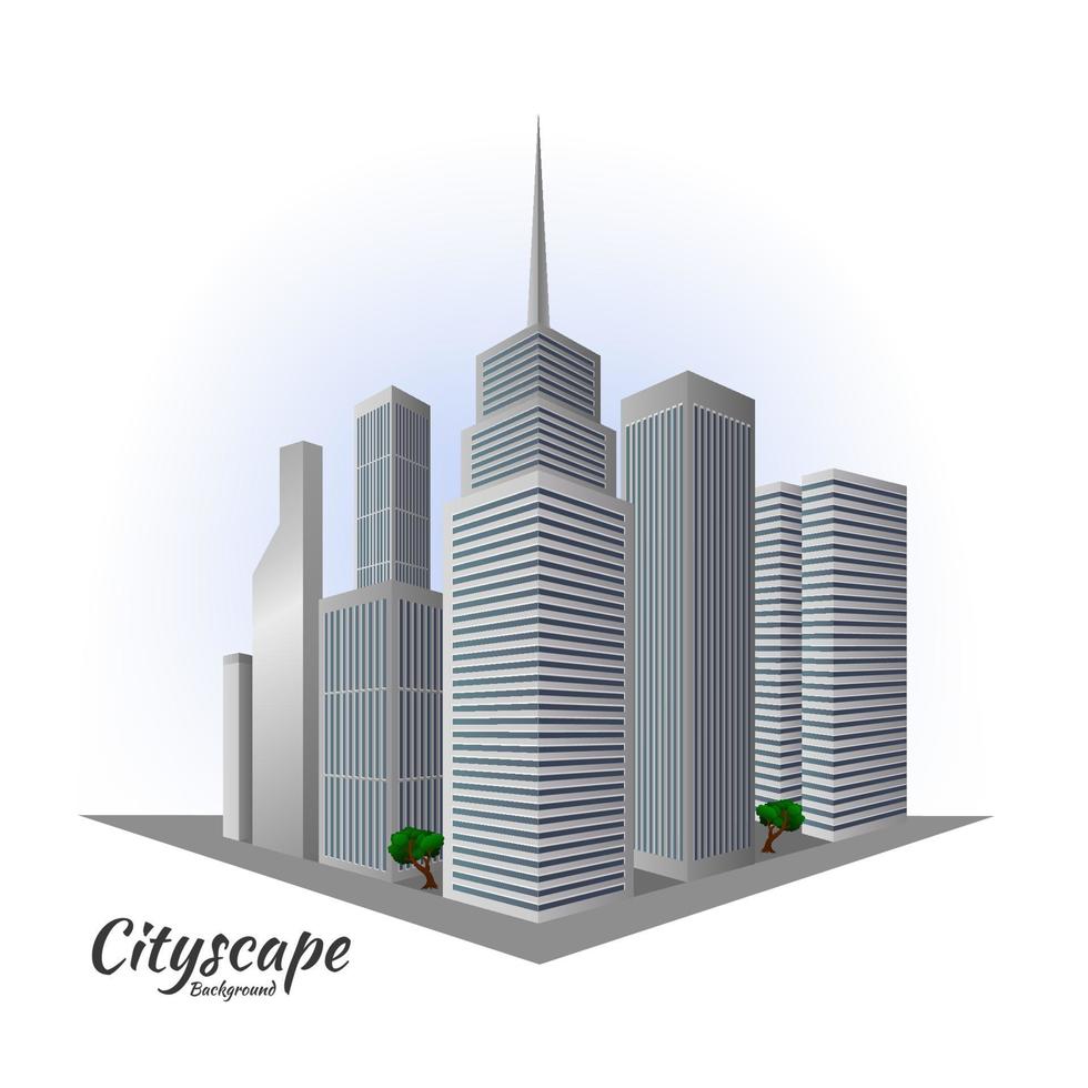 Cityscape skyscraper building in perspective view vector