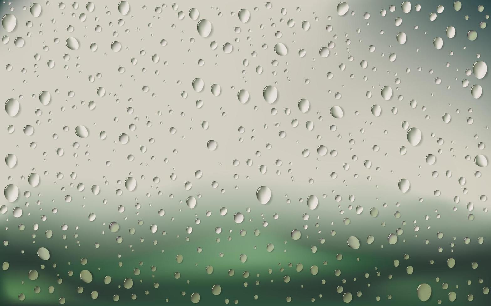 Water Drop On Glass with blur Nature Background, Vector Illustration