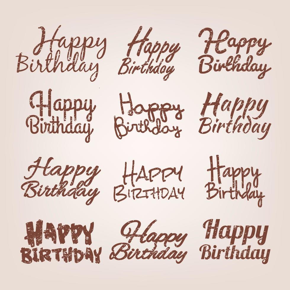 Set of Happy Birthday's vintage text, Vector Illustration