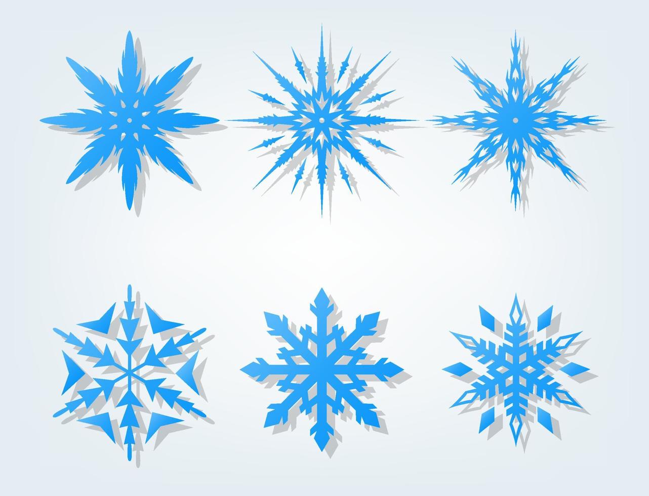 Blue Snowflake Vector Set, Vector Illustration