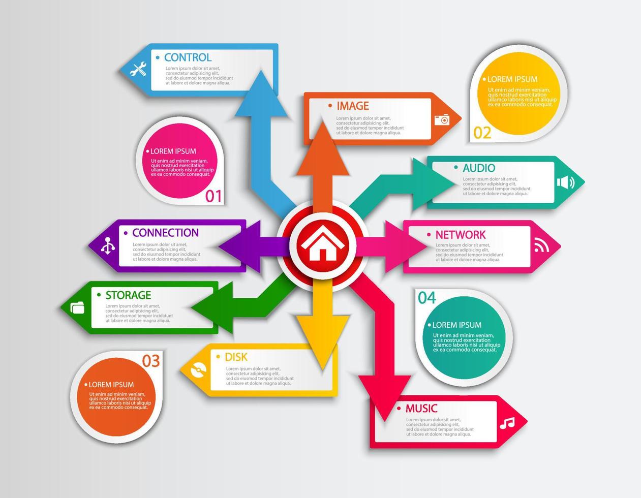 Info Graphic Design Modern Supporting Technology, Vector Illustration