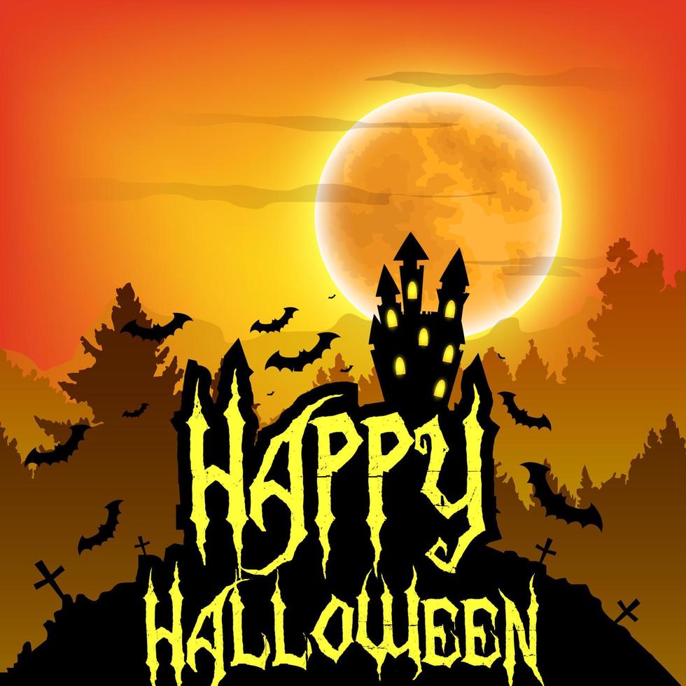 Happy Halloween Greeting card, Vector Illustration