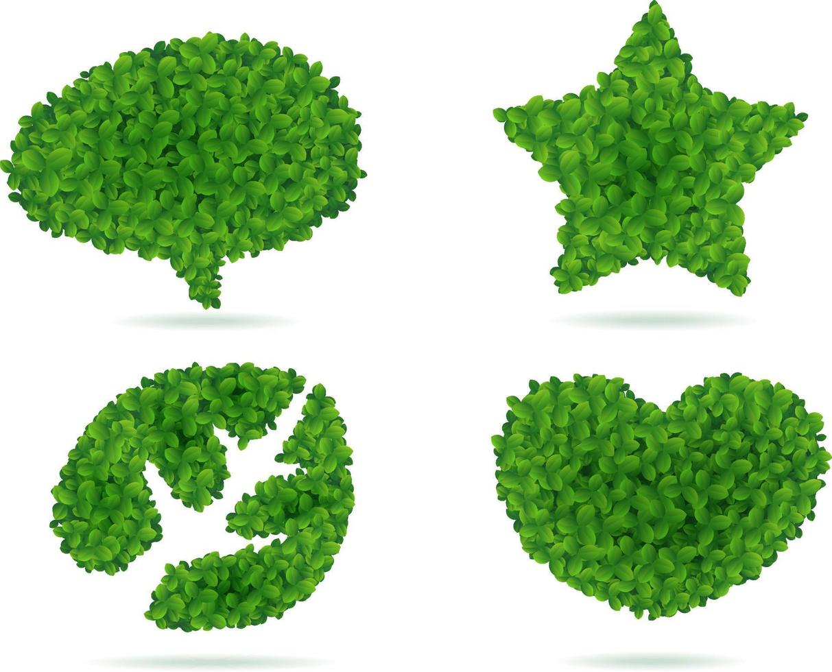 Green Leaves shapes, Vector Illustration