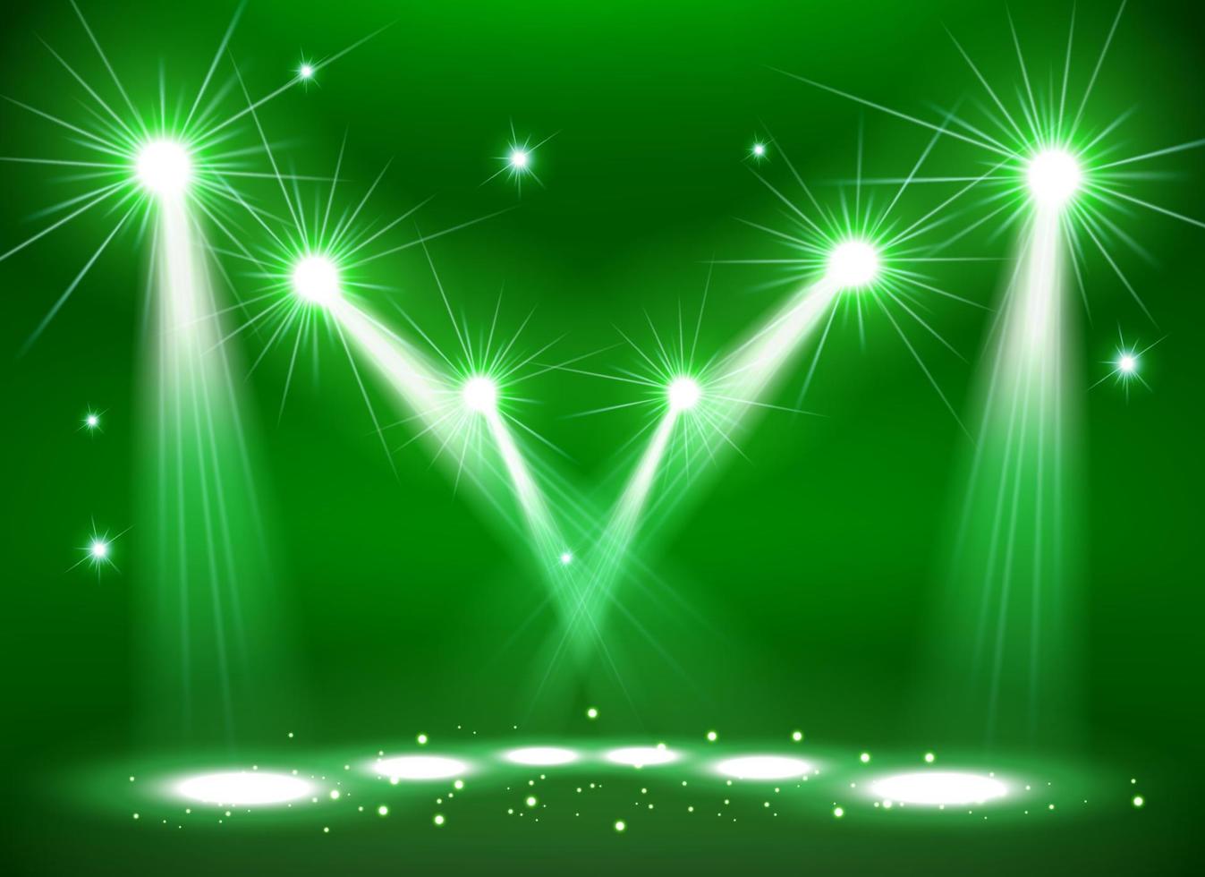 Spotlights on Stage with Smoke and Light, Vector Illustration