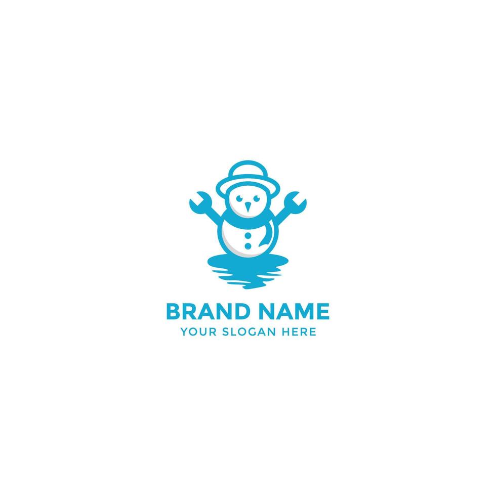 snowman logo with wrench hand vector