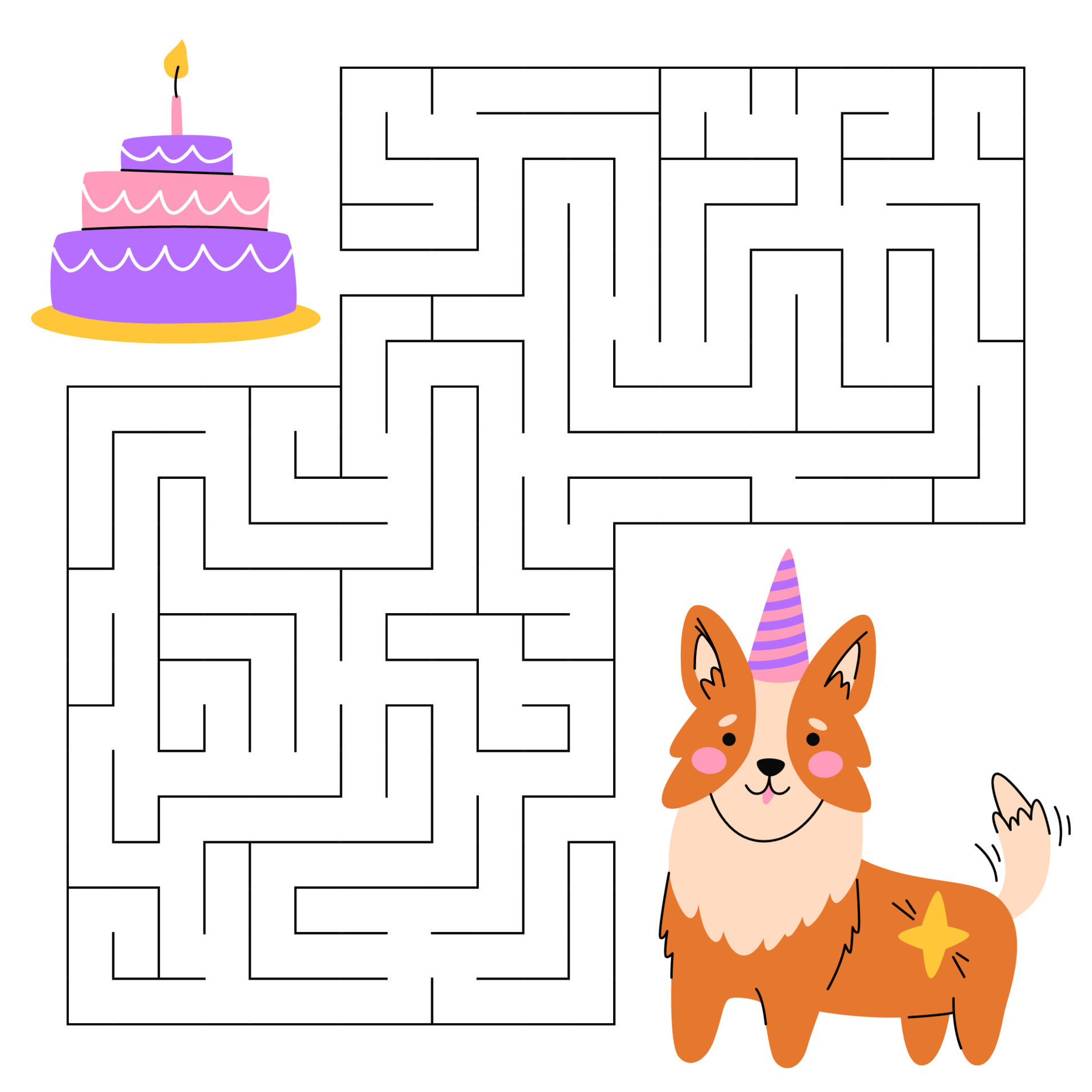 https://static.vecteezy.com/system/resources/previews/020/824/050/original/maze-game-for-kids-cute-corgi-looking-for-a-way-to-the-cake-happy-little-puppy-kawaii-dog-printable-worksheet-cartoon-illustration-for-birthday-vector.jpg