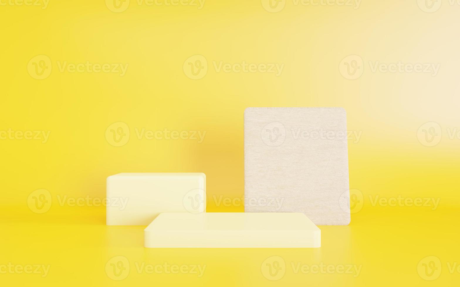 3d rendering of yellow abstract circle geometric background minimal. Scene for advertising, technology, showcase, food, banner, cosmetic, baby, kid, fashion, metaverse. Illustration. Product display photo