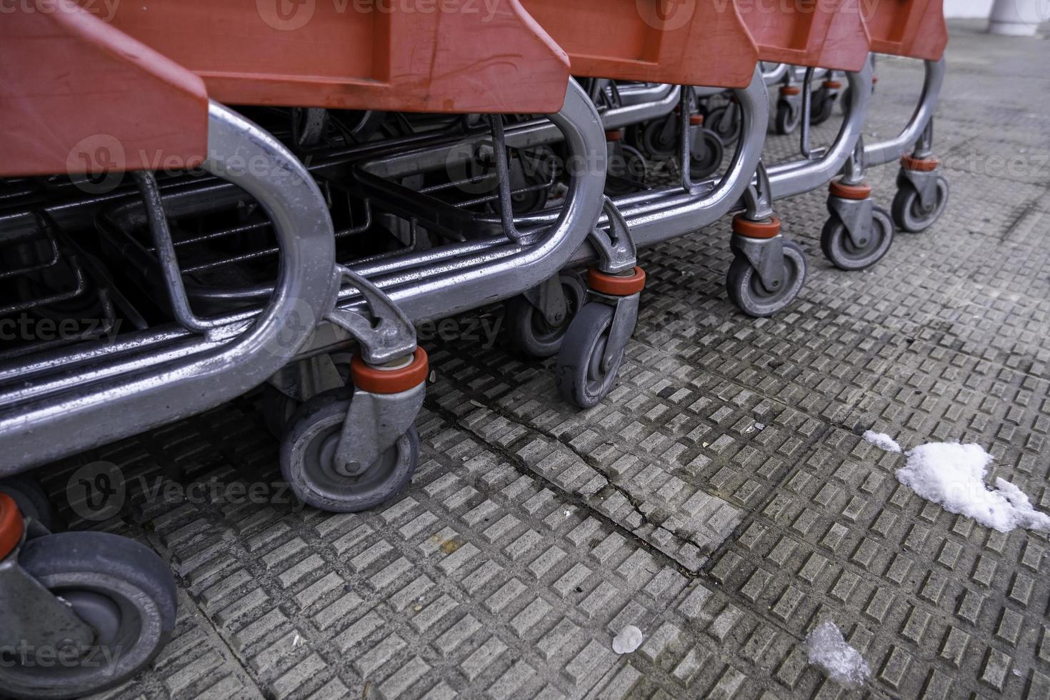 Shopping carts with snow photo