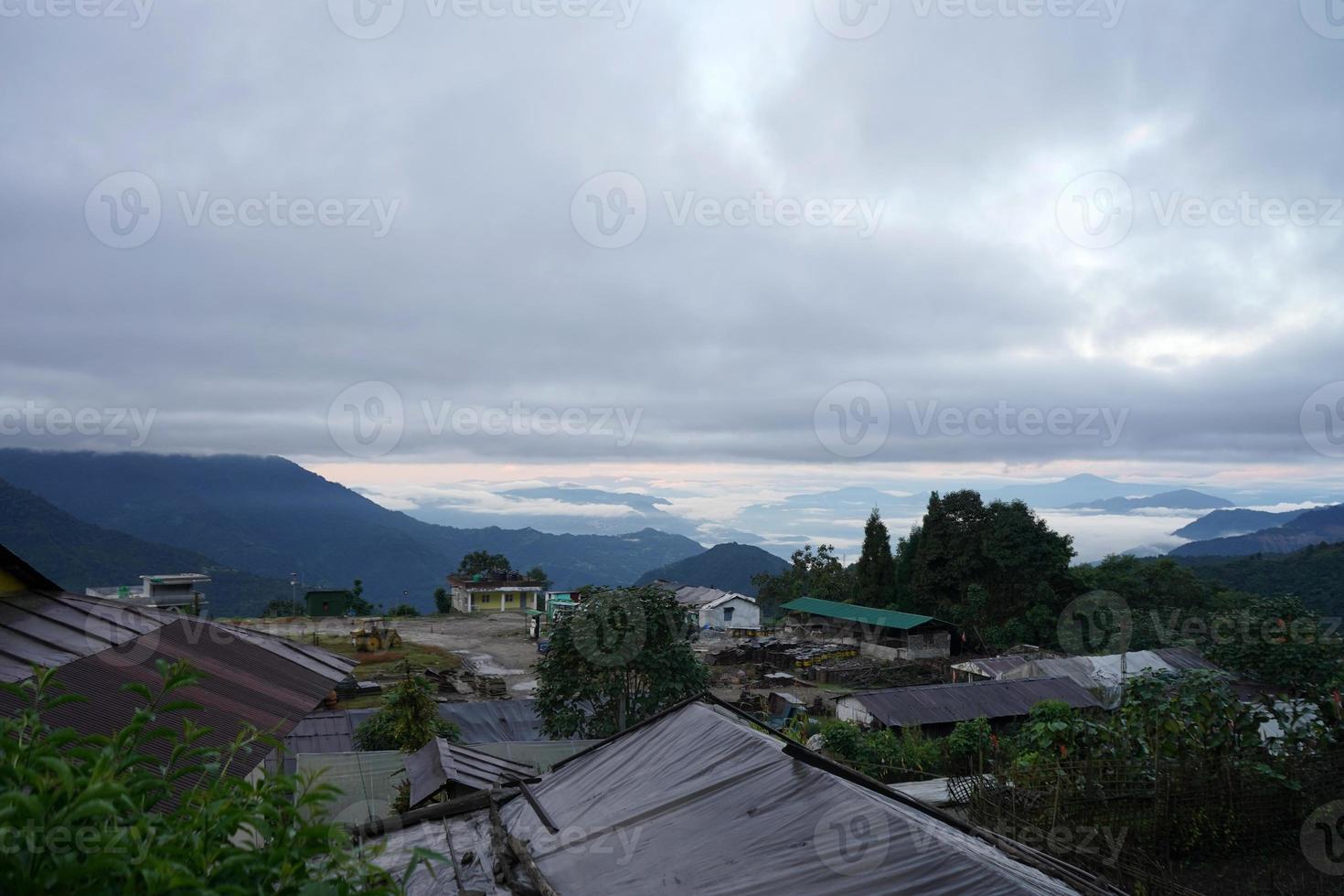 View of Phadamchen Village of Sikkim after Sunset photo