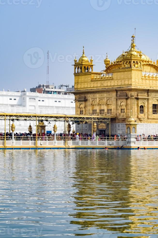 Beautiful view of Golden Temple Harmandir Sahib in Amritsar, Punjab, India, Famous indian sikh landmark, Golden Temple, the main sanctuary of Sikhs in Amritsar, India photo
