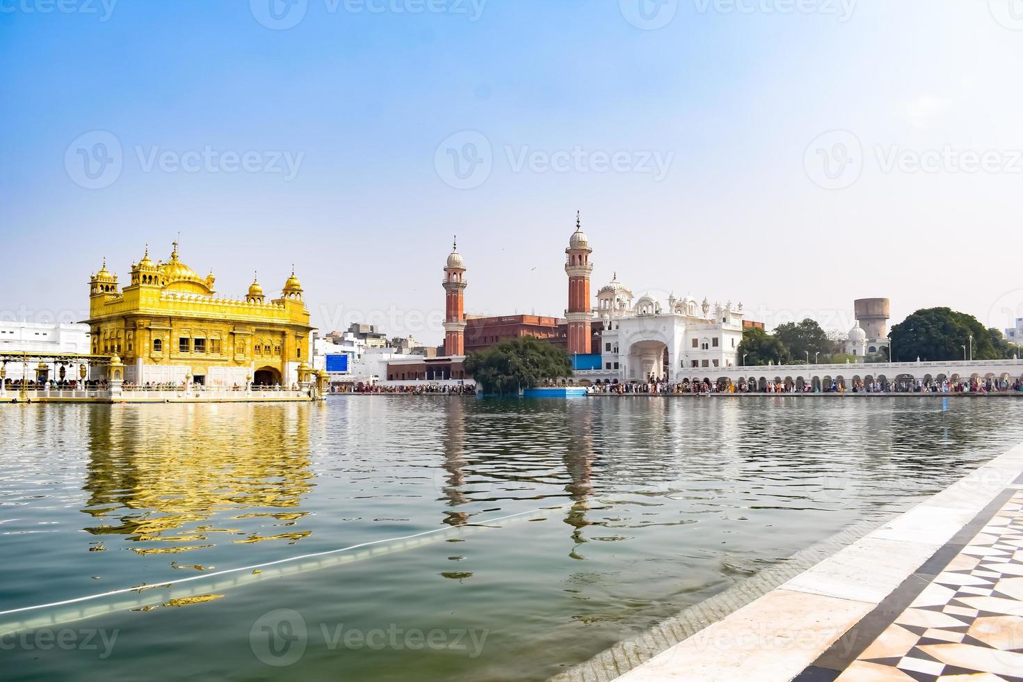 Beautiful view of Golden Temple Harmandir Sahib in Amritsar, Punjab, India, Famous indian sikh landmark, Golden Temple, the main sanctuary of Sikhs in Amritsar, India photo