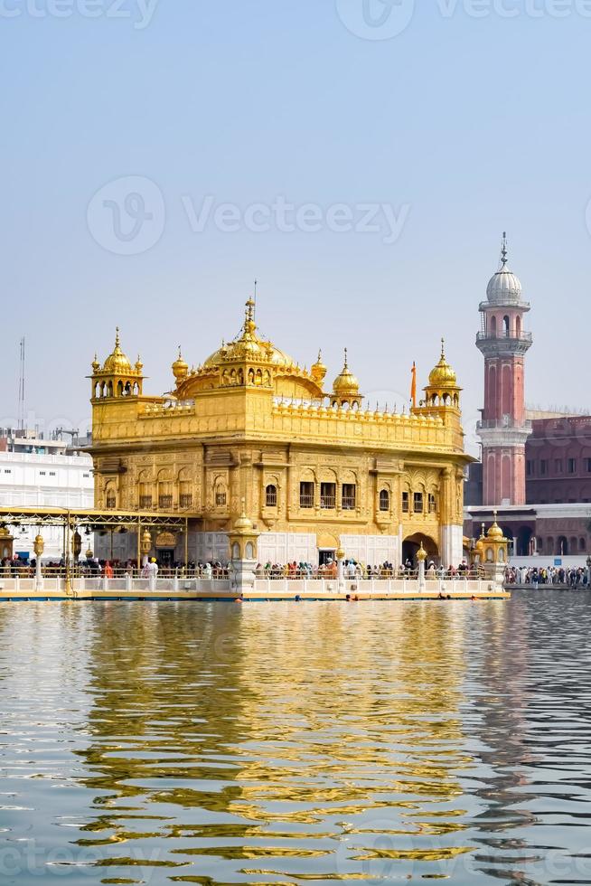 Beautiful view of Golden Temple Harmandir Sahib in Amritsar, Punjab, India, Famous indian sikh landmark, Golden Temple, the main sanctuary of Sikhs in Amritsar, India photo