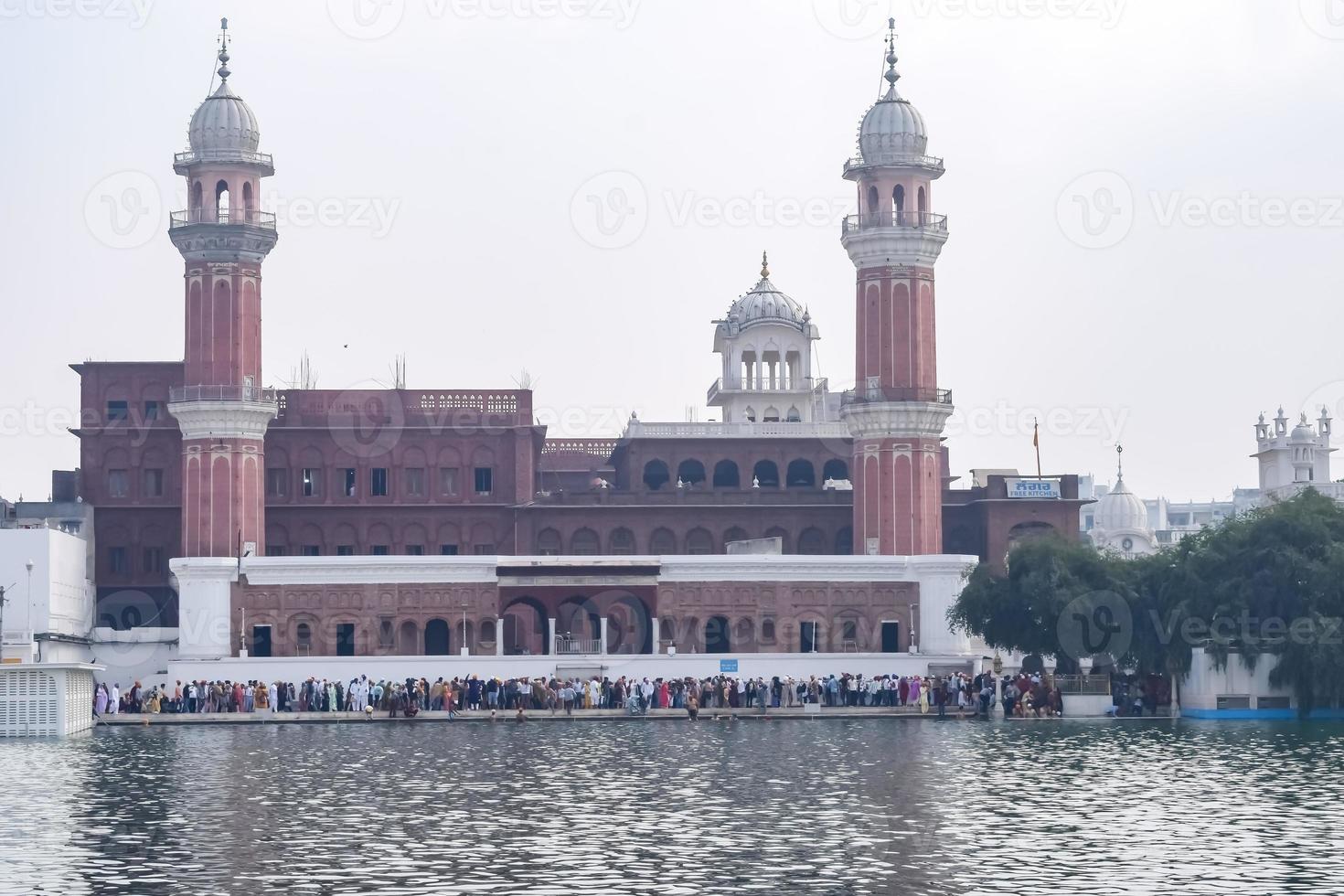 View of details of architecture inside Golden Temple Harmandir Sahib in Amritsar, Punjab, India, Famous indian sikh landmark, Golden Temple, the main sanctuary of Sikhs in Amritsar, India photo