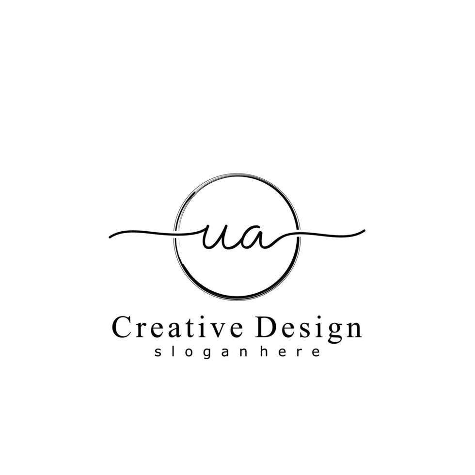 Initial UA handwriting logo with circle hand drawn template vector