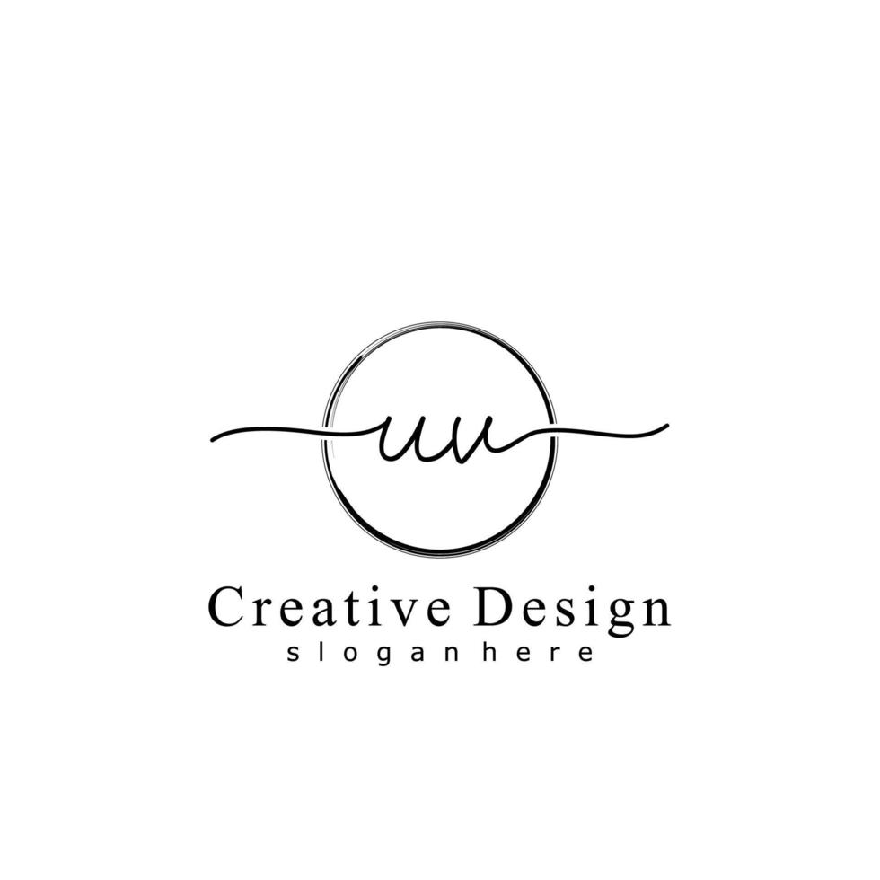 Initial UV handwriting logo with circle hand drawn template vector
