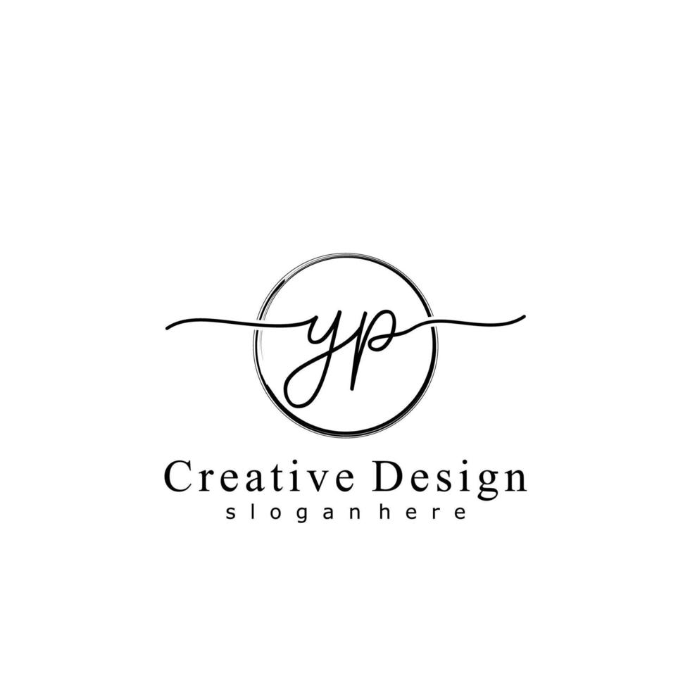 Initial YP handwriting logo with circle hand drawn template vector