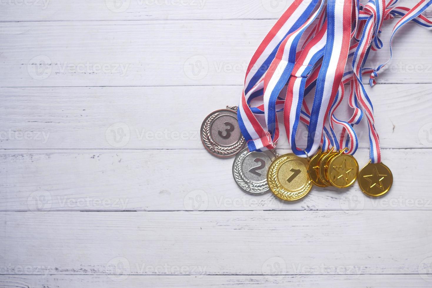 First Place Throphy on white background photo