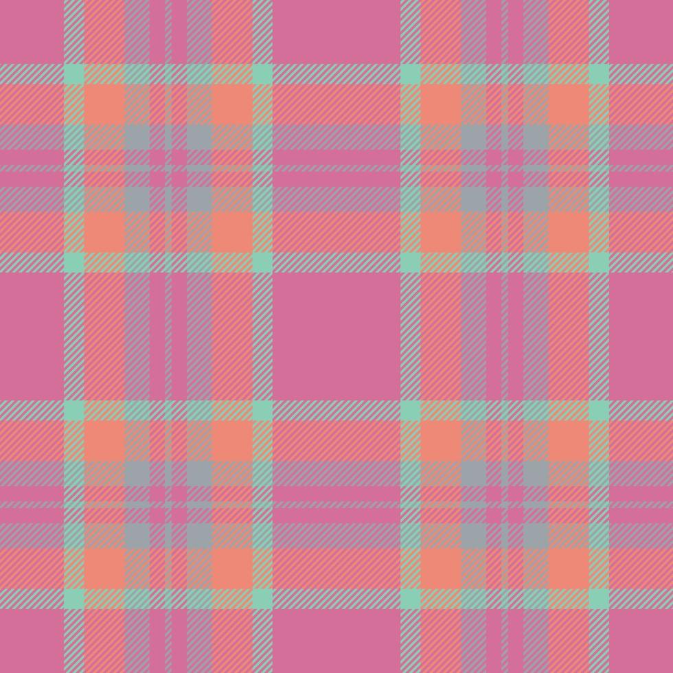 Plaid seamless pattern in pink. Check fabric texture. Vector textile print.