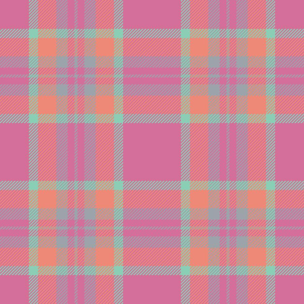 Plaid seamless pattern in pink. Check fabric texture. Vector textile print.