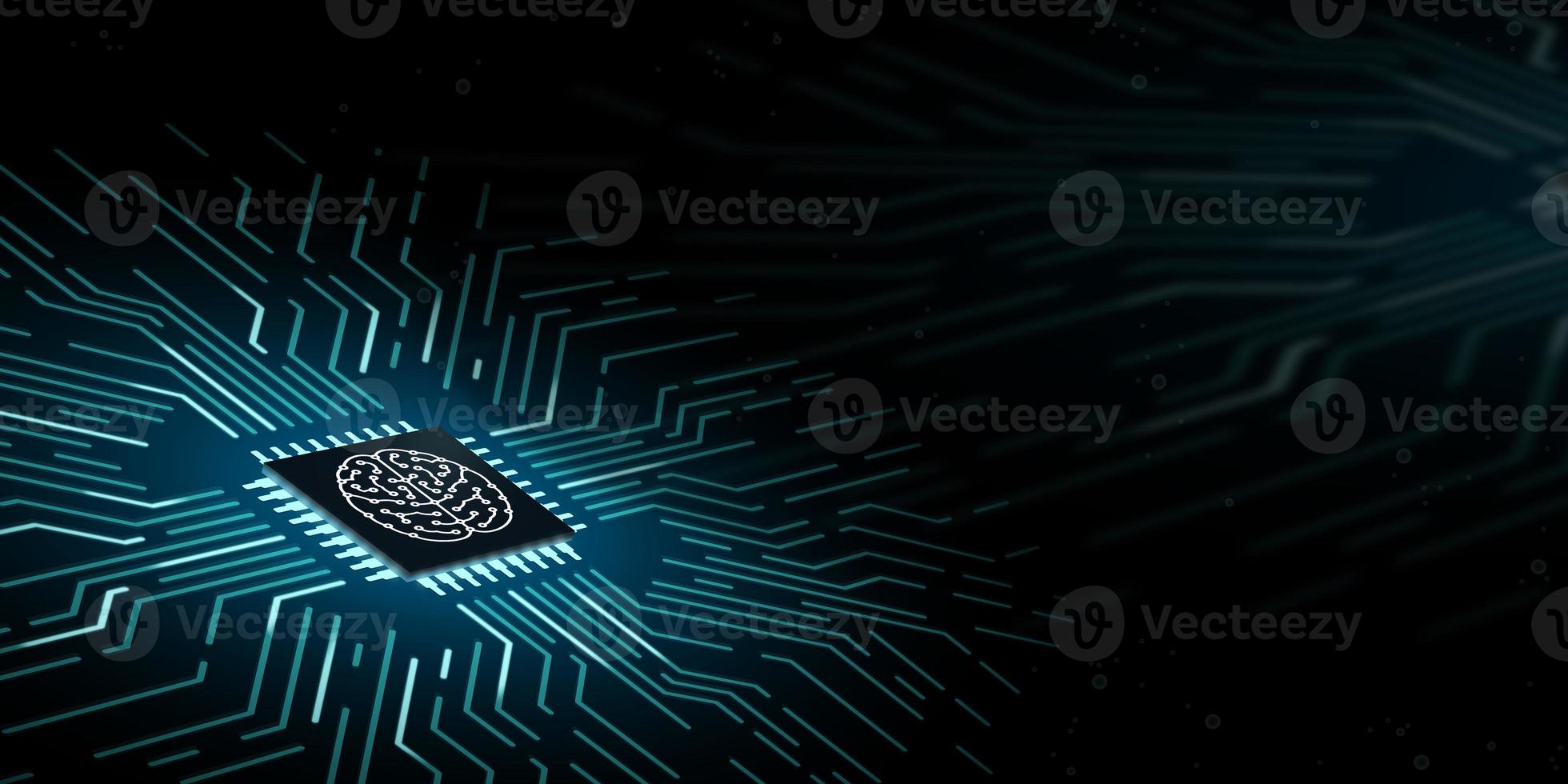 processor chip on a computer circuit board, Artificial intelligence concept, technology graphics photo