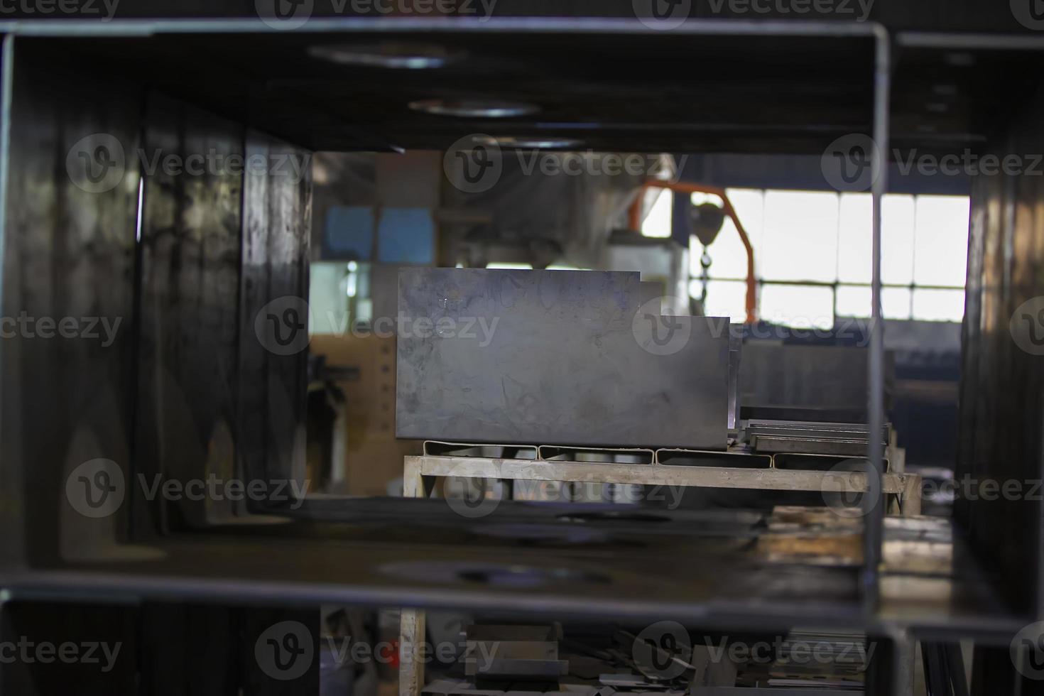 Metal boxes in the workshop of a metallurgical plant. photo