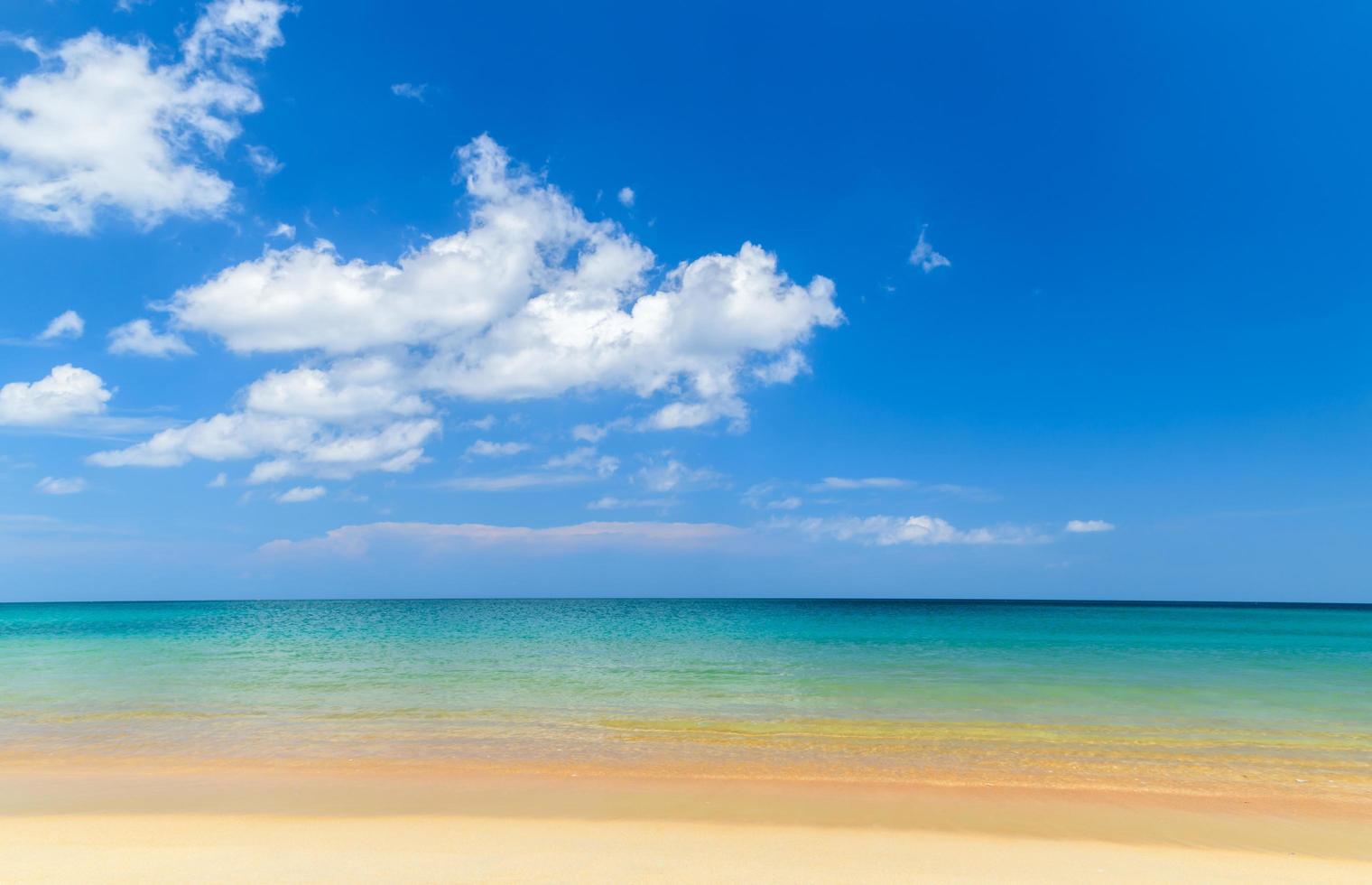 beautiful white cloudy and blue  sky and sea on summer in phuket, Thailand. summer and travel photo