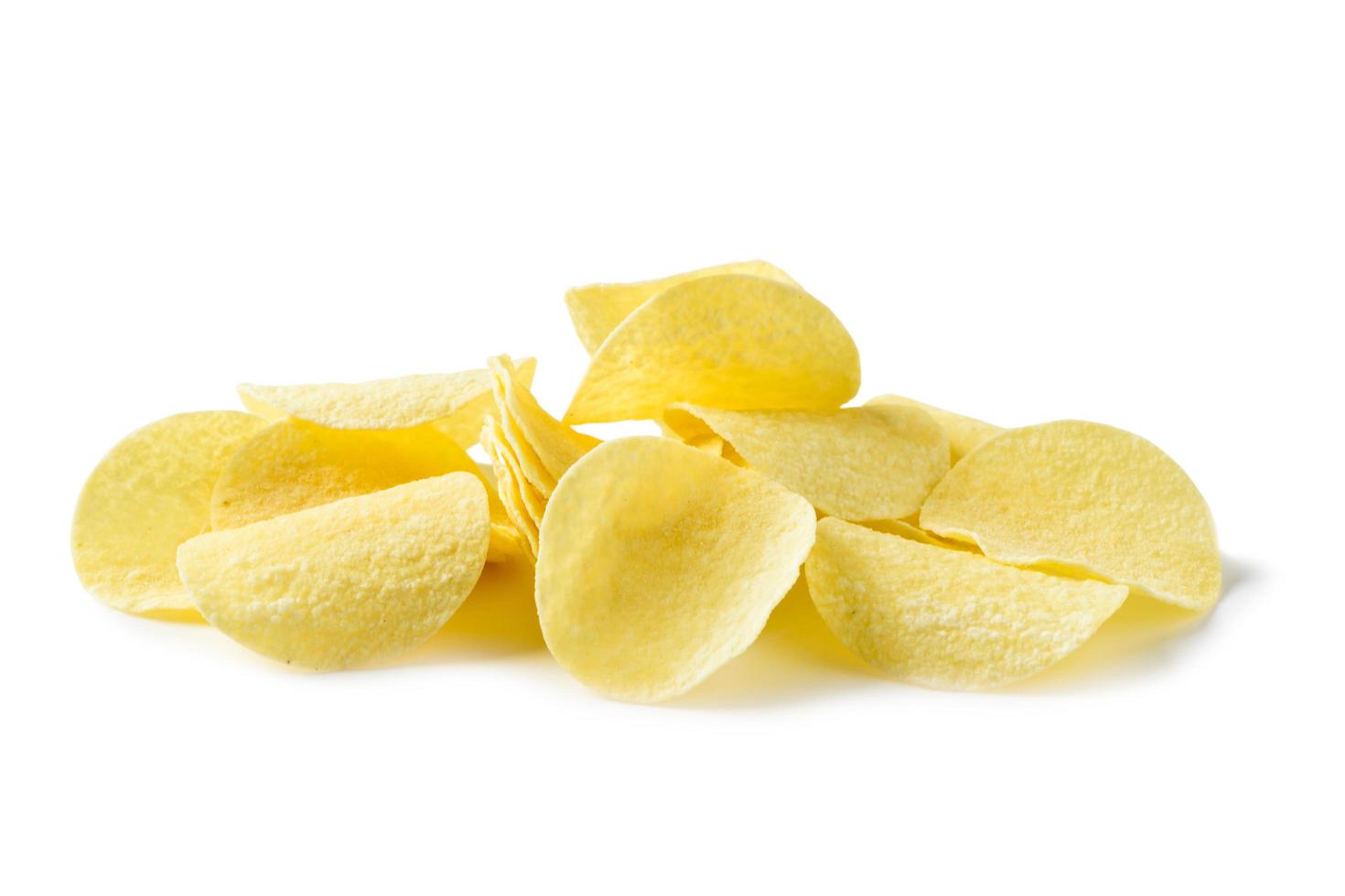 potato chip isolated on white background, fat food or junk food photo