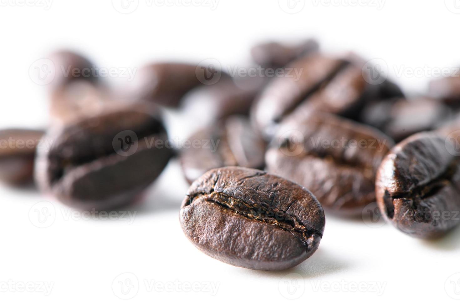 Closed up of coffee bean isolated on white background, beverage photo