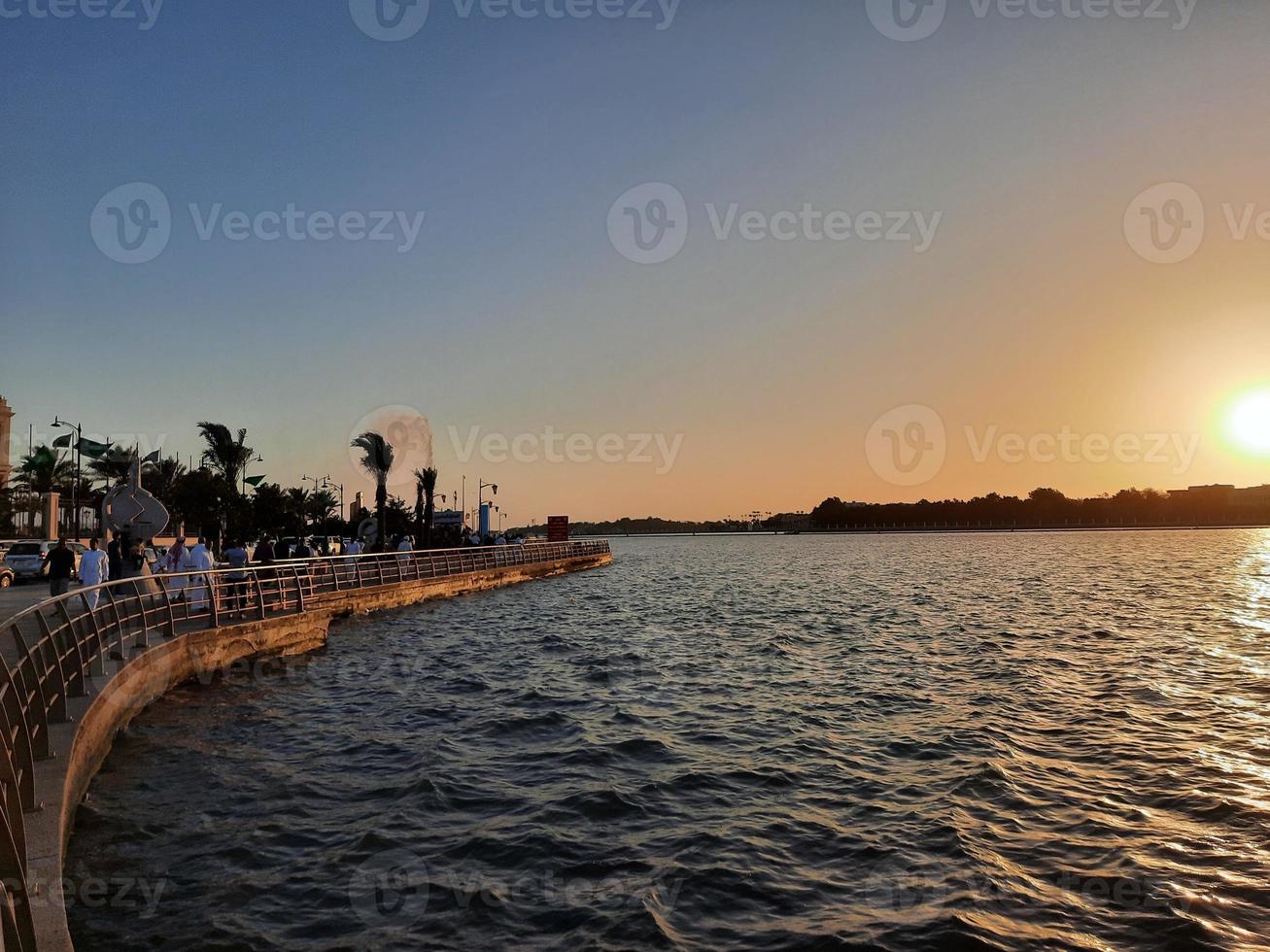 Beautiful evening and colorful sunset at Jeddah, Corniche, Saudi Arabia, photo