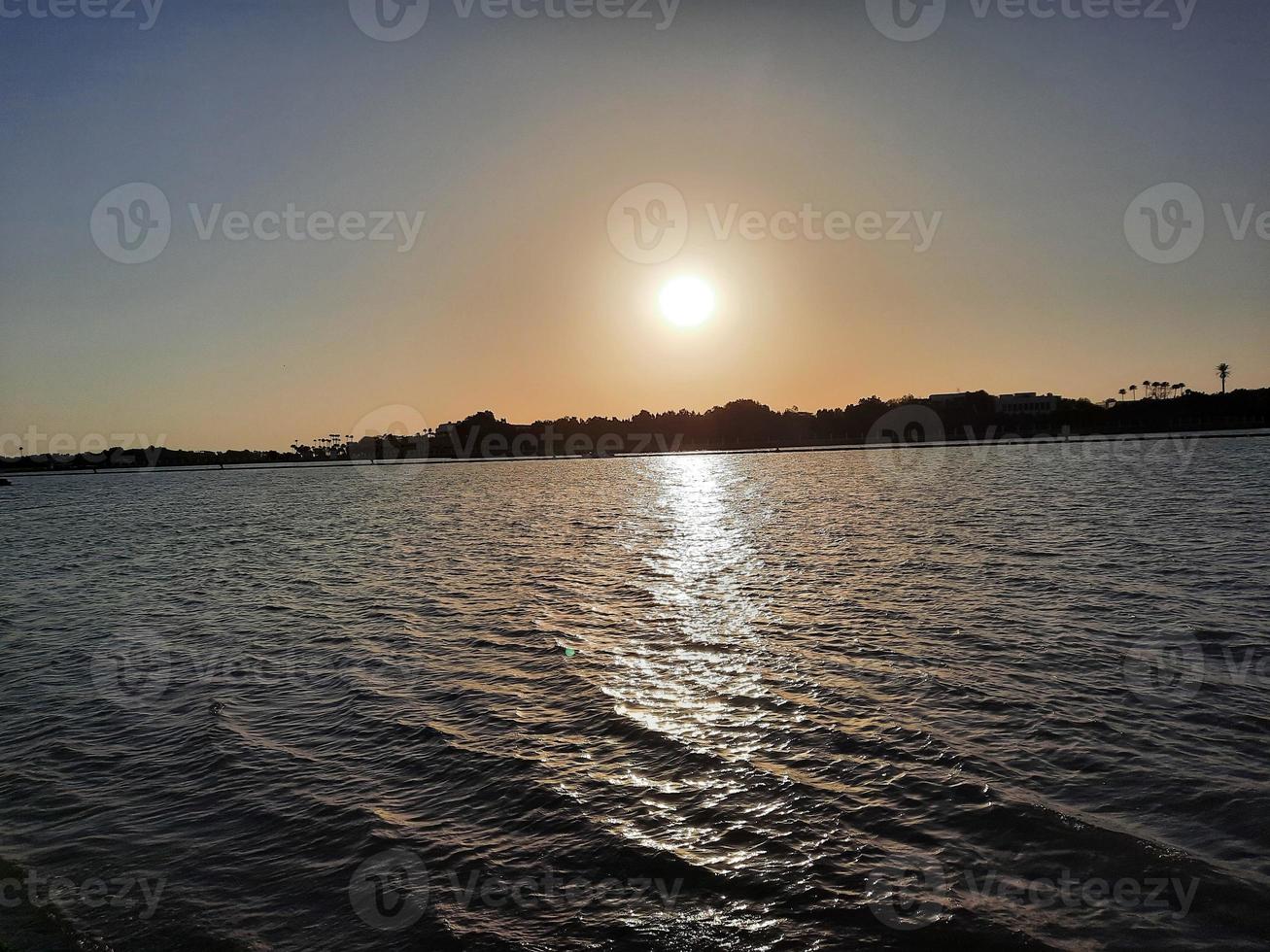 Beautiful evening and colorful sunset at Jeddah, Corniche, Saudi Arabia, photo