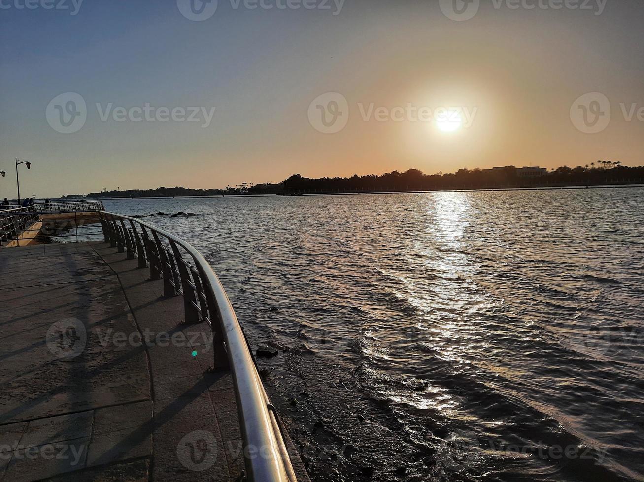 Beautiful evening and colorful sunset at Jeddah, Corniche, Saudi Arabia, photo