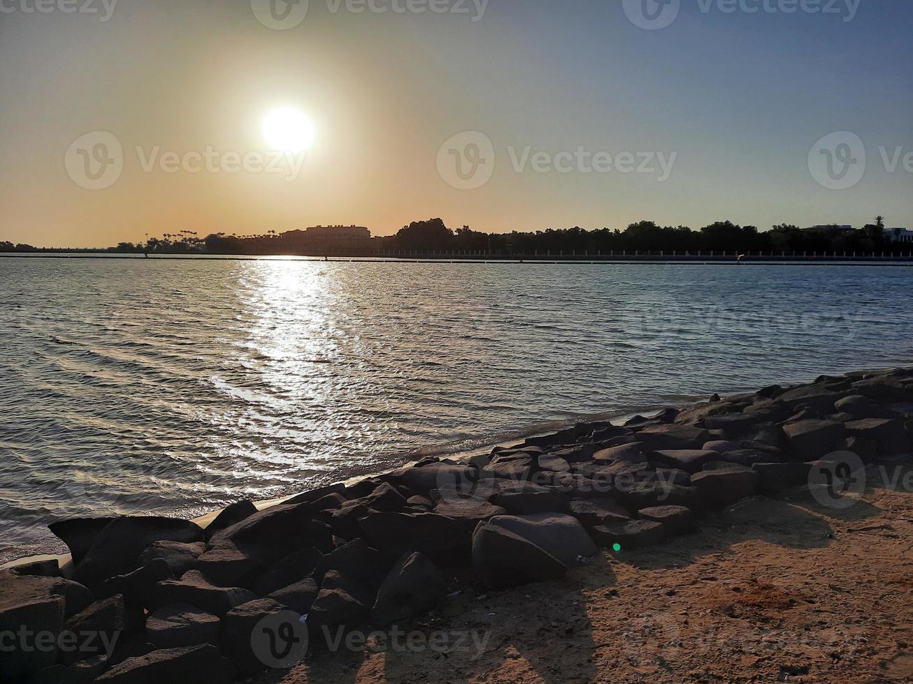 Beautiful evening and colorful sunset at Jeddah, Corniche, Saudi Arabia, photo