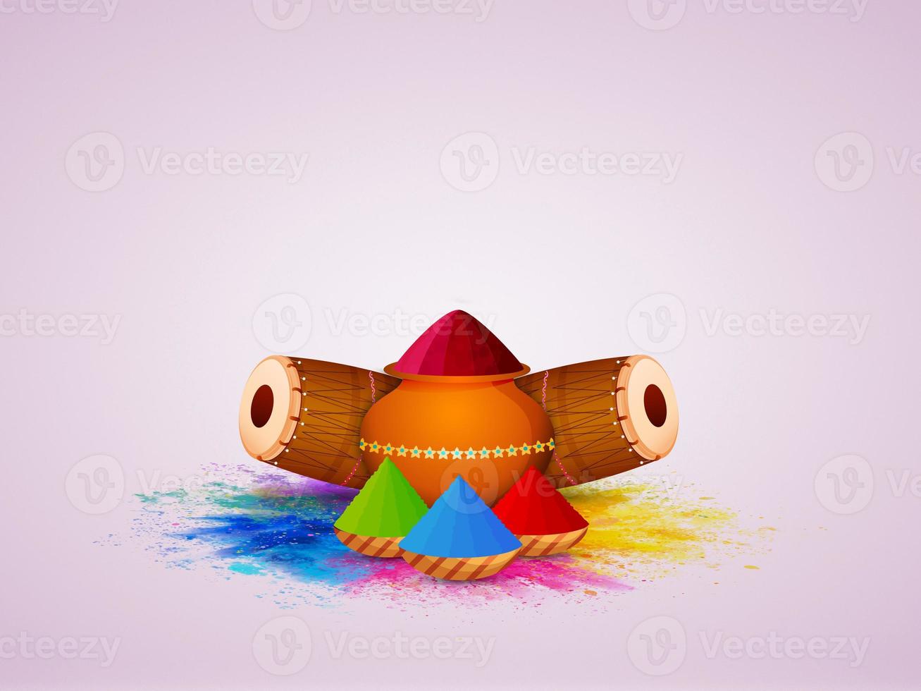 contento hola, rangpanchami, holi deseos y gulal para holi imagen. foto