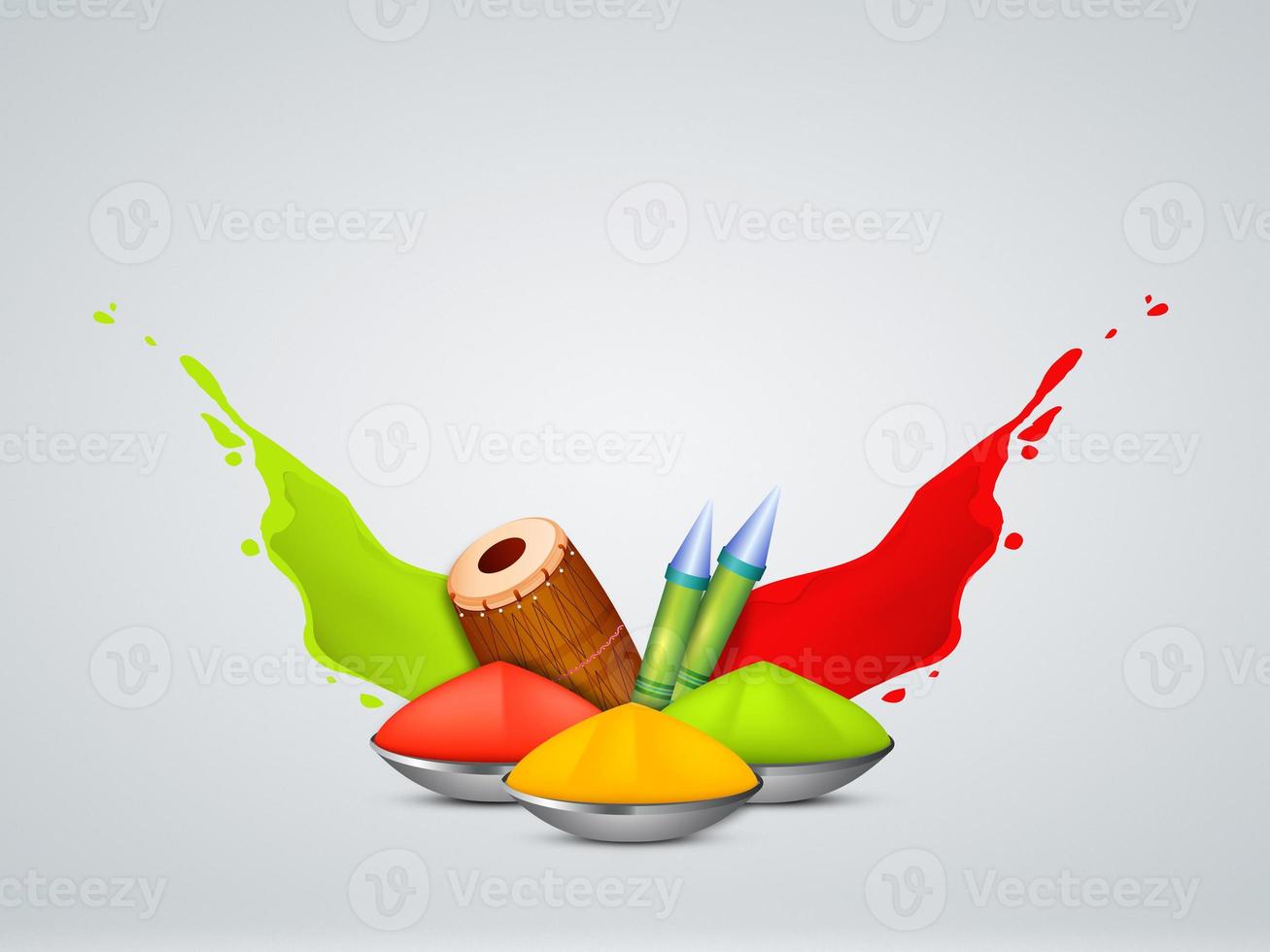 Happy Holi, indian festival, colorful powder and holi wishes abstraction. photo