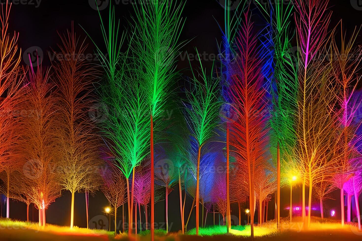 Futuristic abstract colorful glowing tree for concept and background material design. photo