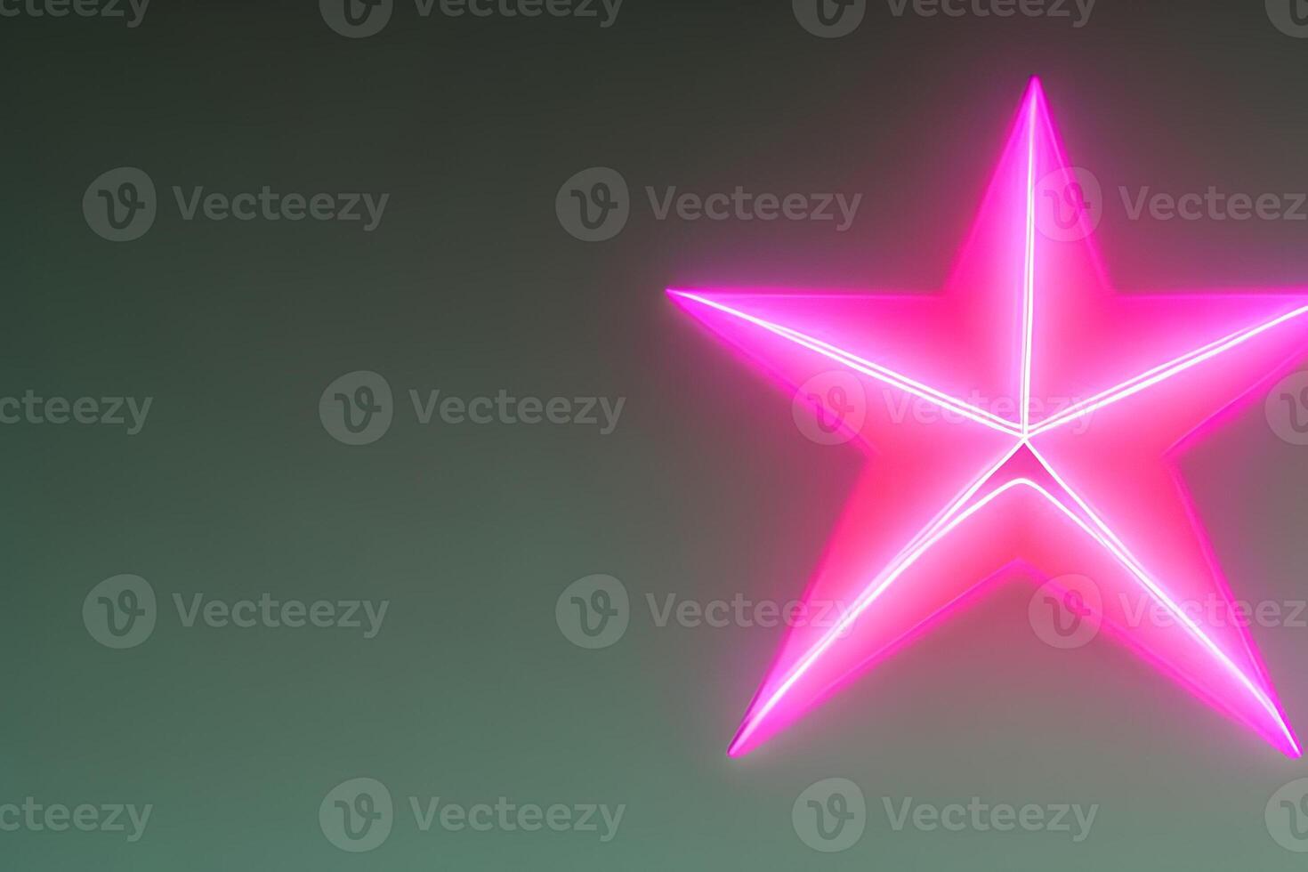 Pink star shape neon line dark background with some empty space. photo