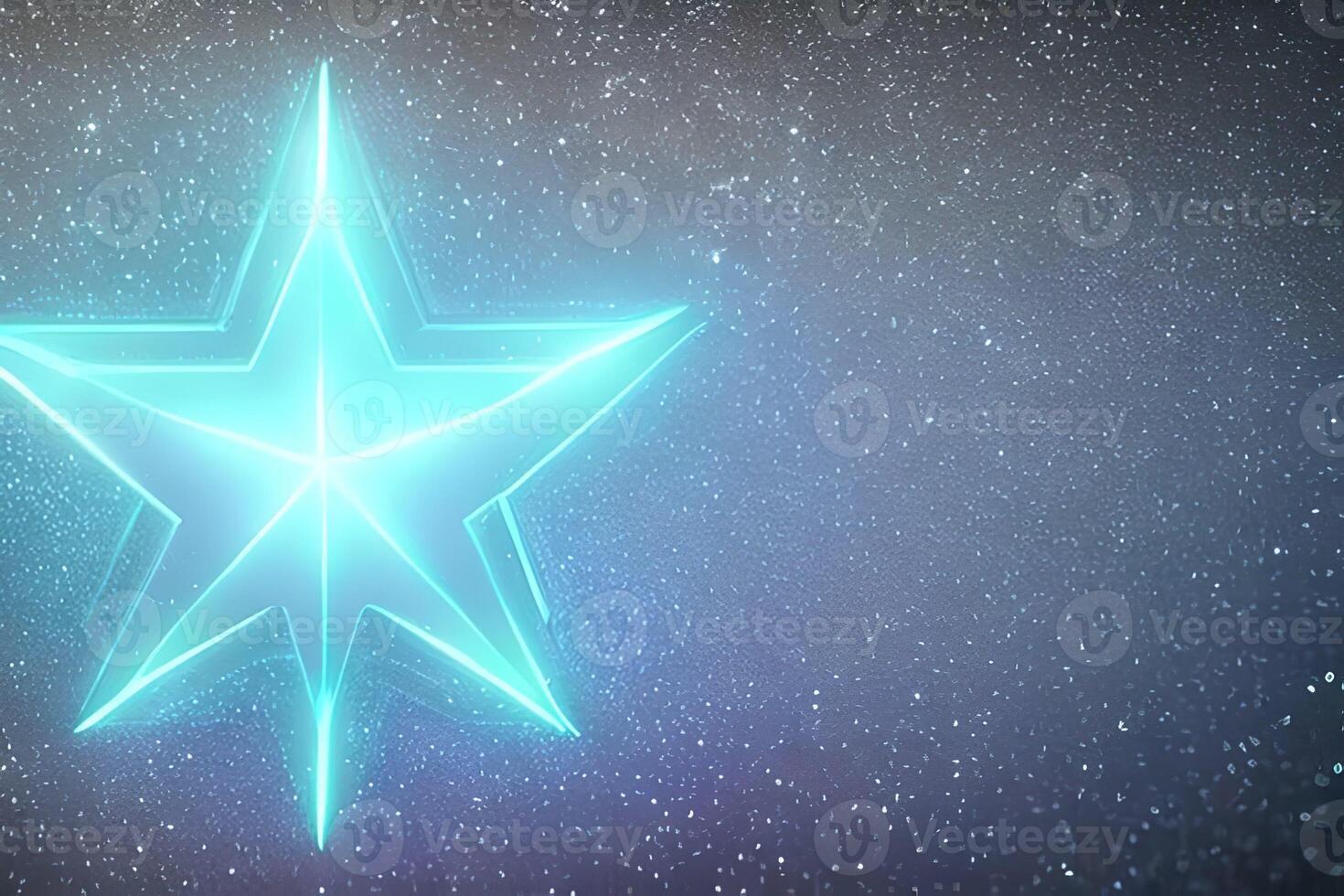 Blue star shape neon line space background with some empty space. photo