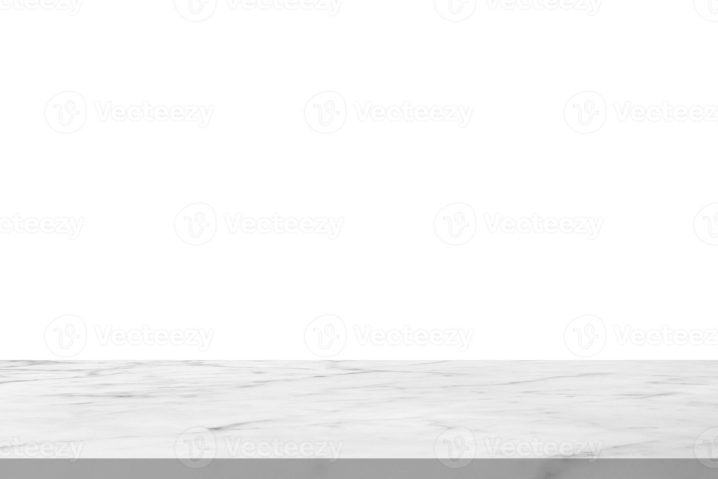 white marble stone table top isolated on white background for product display photo