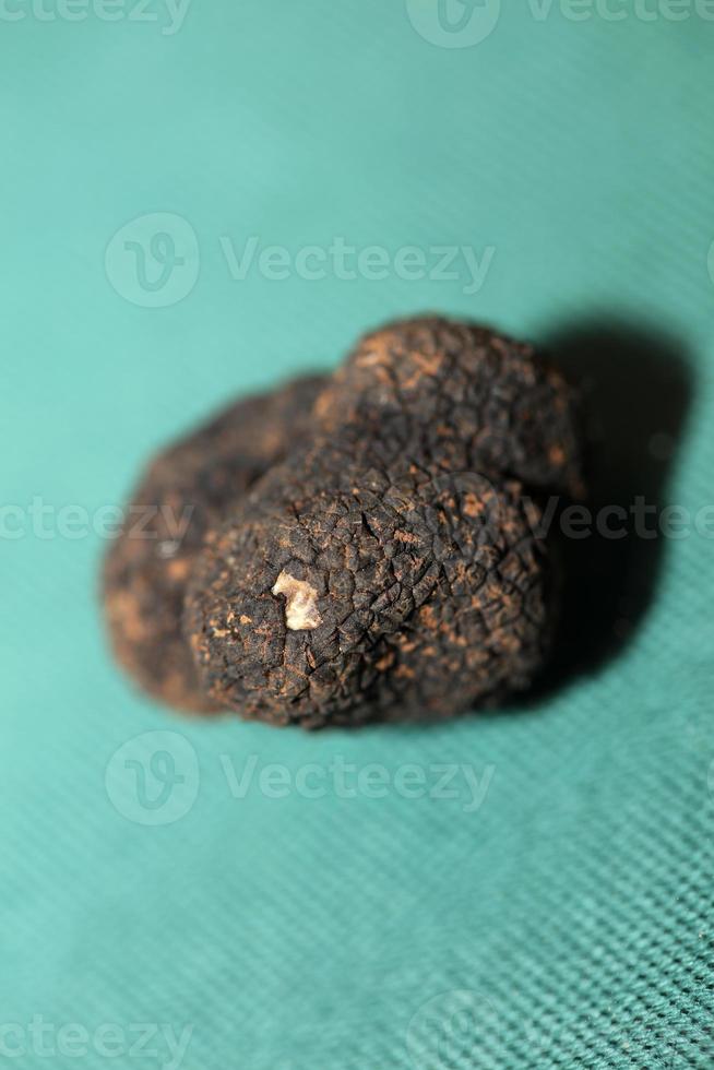 negro trufas hongos cerca arriba antecedentes tubérculo aestivum familia tuberáceas alto calidad grande Talla impresión foto