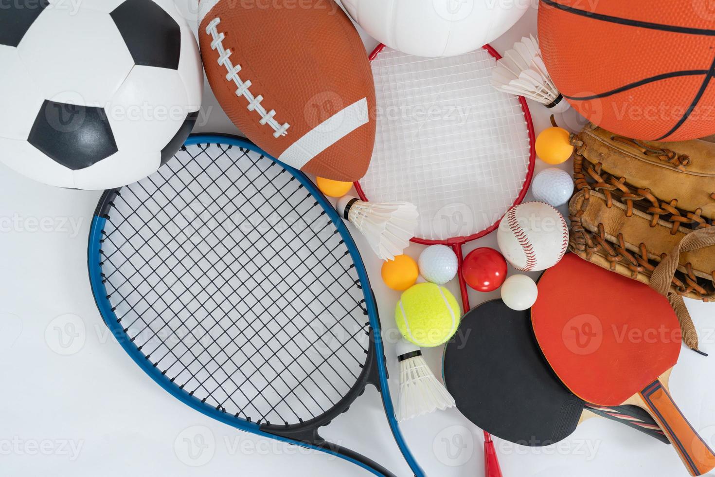 Sports Equipment on white background photo