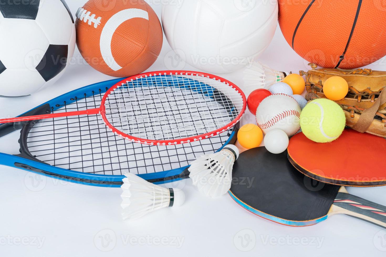 Sports Equipment on white background photo