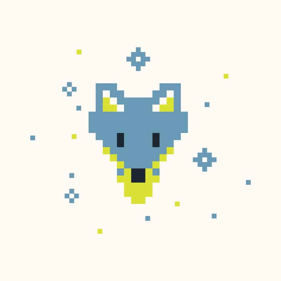 Pixel fox head print vector