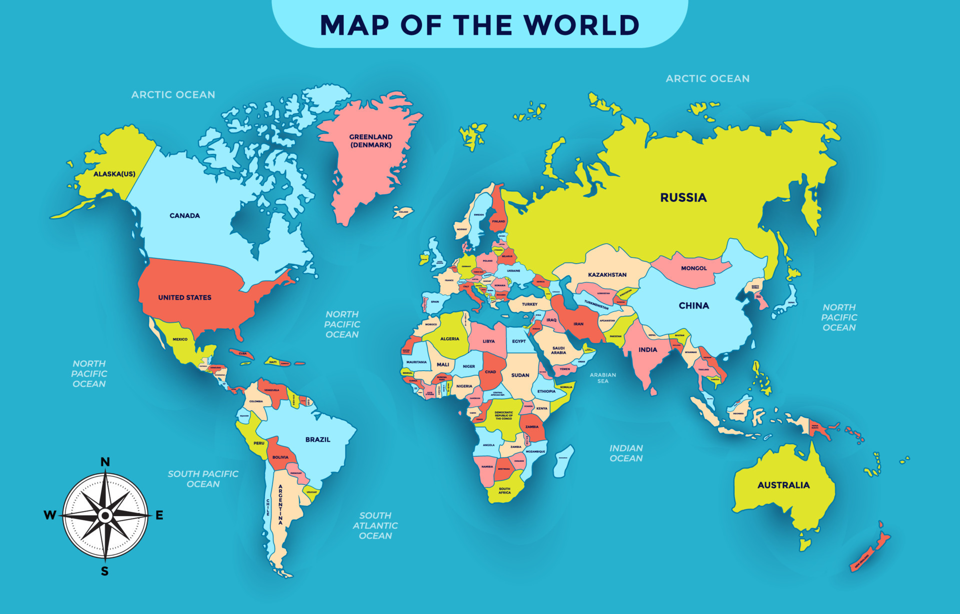 World Map with Country Names 20833849 Vector Art at Vecteezy