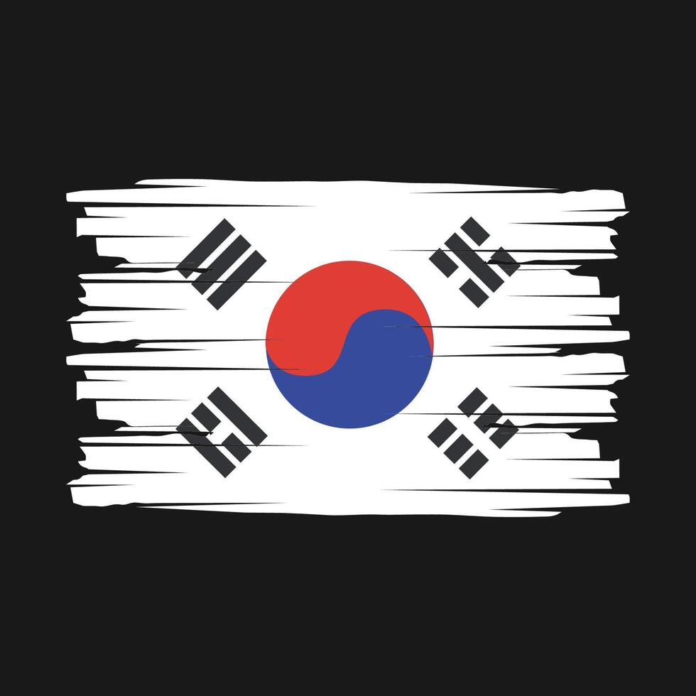 vector de pincel de bandera de corea del sur