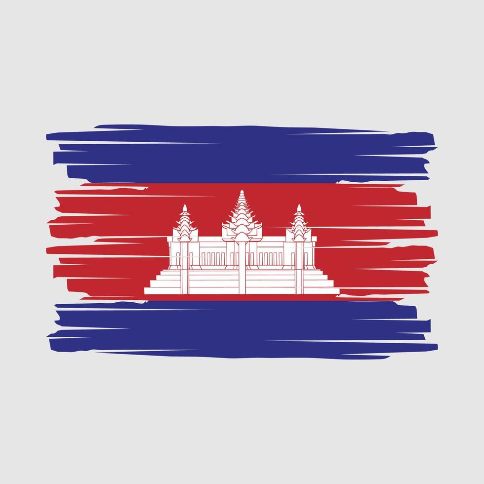 vector de pincel de bandera de camboya