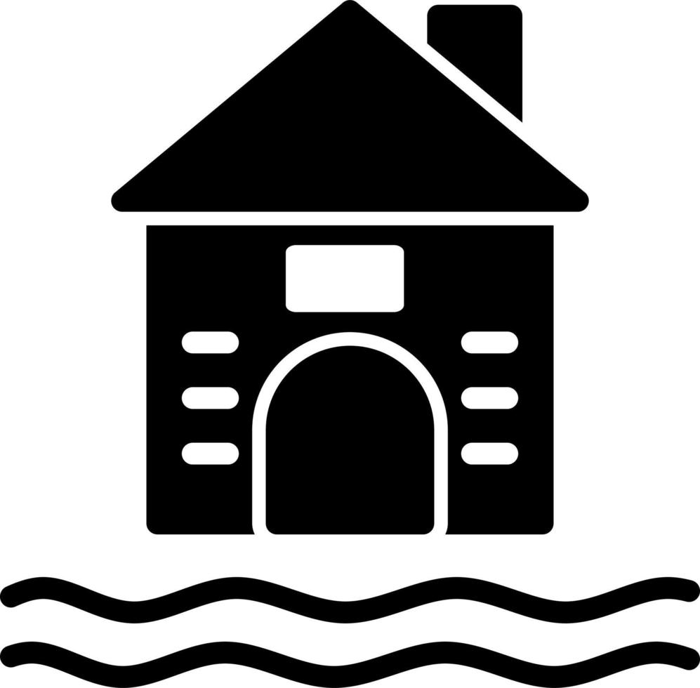 icono de vector de casa inundada