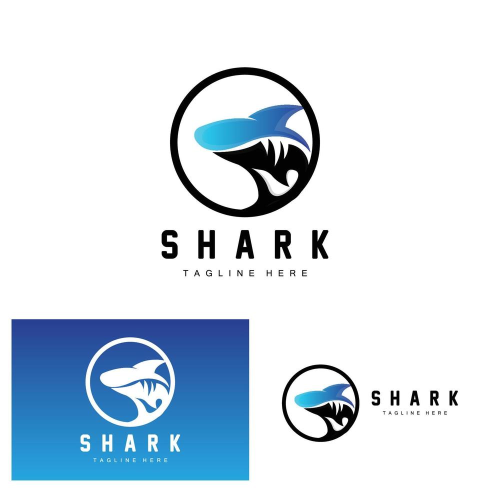 Shark Logo, Wild Fish Vector Illustration, Ocean Predator, Product Brand Design Icon