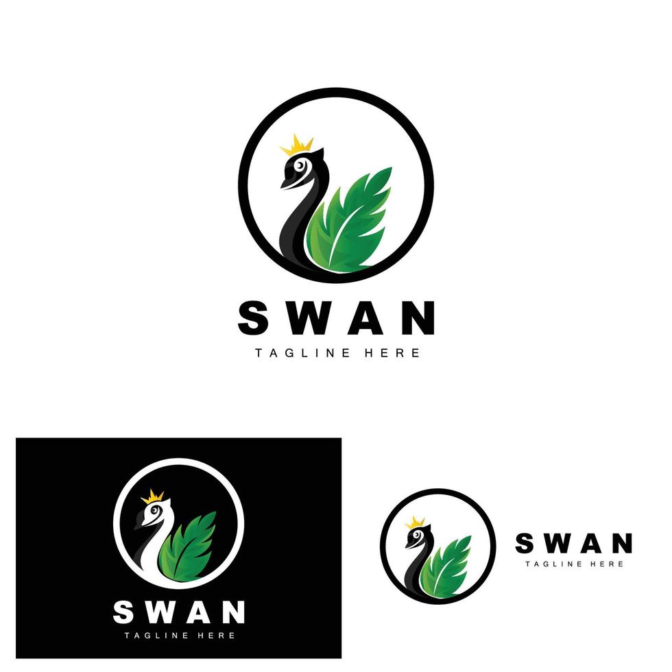 Swan Logo Design, Duck Animal Illustration, Company Brand Template Vector